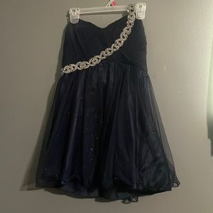 Navy blue dress. (Homecoming)